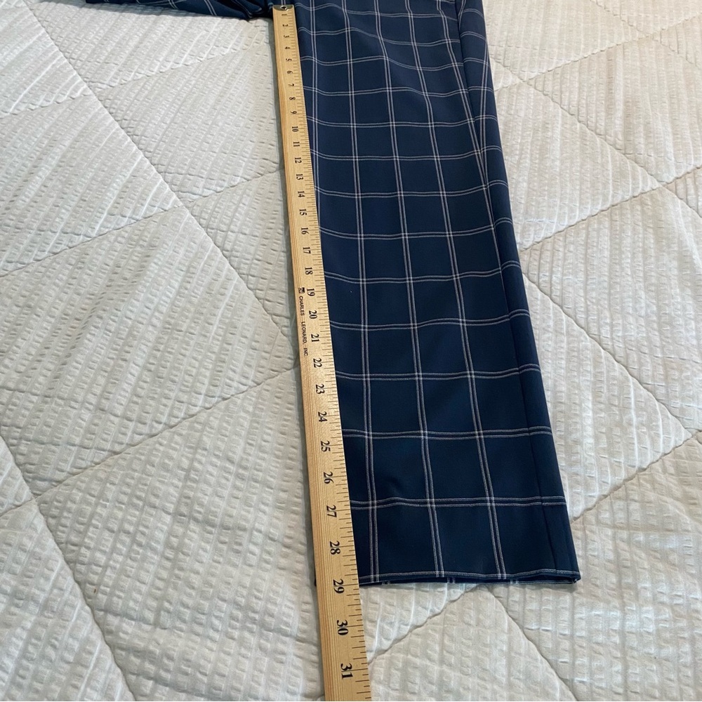 Banana Republic Navy Blue Plaid Ryan Dress Slim Ankle Pants Sz 6 Stretch Fabric - Picture 8 of 12